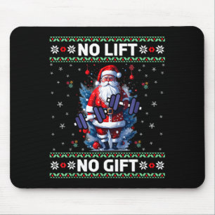 Funny Muscle Santa Lifting Ugly Christmas Sweater Mouse Pad