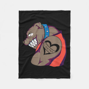 Funny Muscular Bulldog Dog I Love Mom Tattoo Lover Fleece Blanket