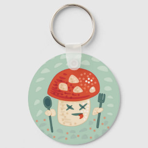 Funny Mushroom Food Character Weird Oddity Keychain