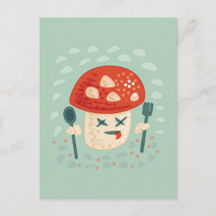 Funny Mushroom Food Character Weird Oddity Postcard