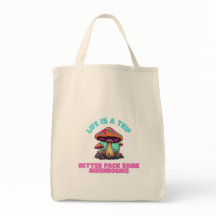Funny mushroom tote bag