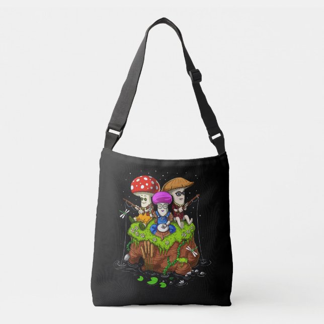 Funny Mushrooms Crossbody Bag (Front)