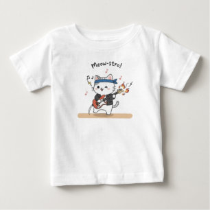 Funny Music Cat Playing Guitar Baby Clothes T-Shirt