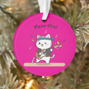 Funny Music Cat Playing Guitar Ornament