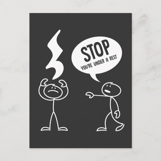 Funny Music Teacher Quote Rest Musical Notes Pun Postcard (Front)