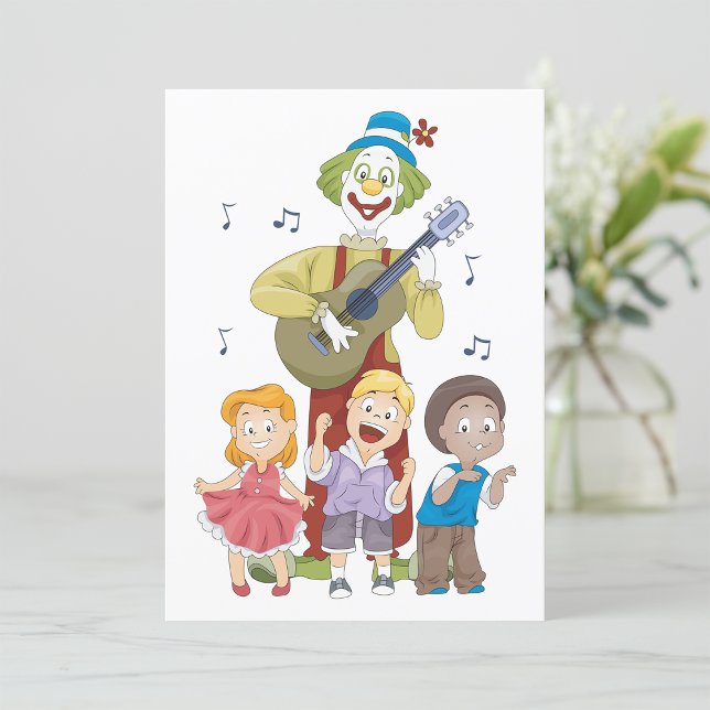 Funny Musical Clown with Dancing Children Invitation (Creator Uploaded)