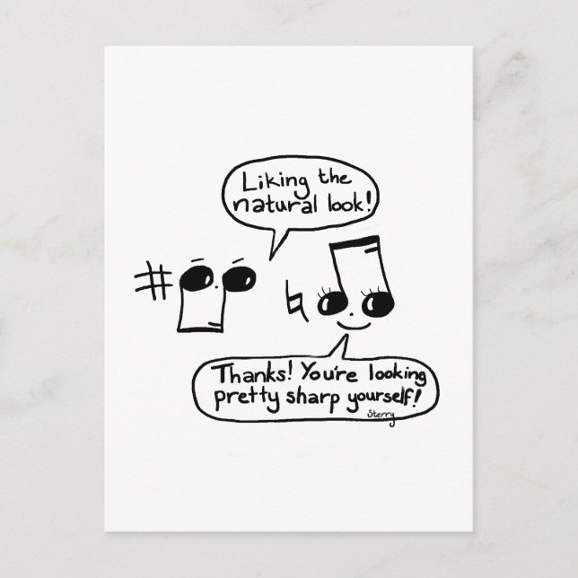 Funny Musical Compliments Cartoon: Version II Postcard (Front)