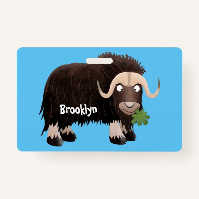 Funny musk ox cartoon illustration badge (Front)