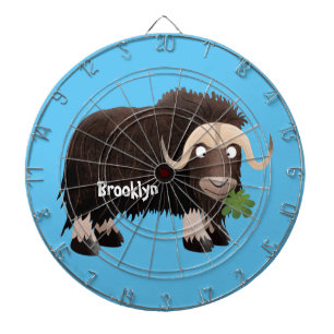Funny musk ox cartoon illustration dartboard