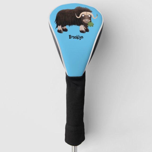 Funny musk ox cartoon illustration golf head cover (Front)