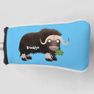 Funny musk ox cartoon illustration golf head cover