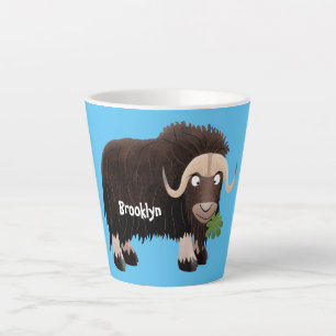 Funny musk ox cartoon illustration latte mug