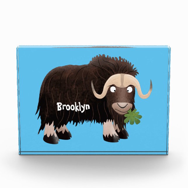 Funny musk ox cartoon illustration photo block (Front)