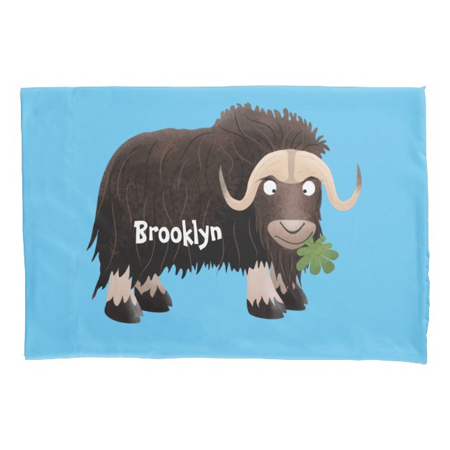 Funny musk ox cartoon illustration pillowcase (Front)