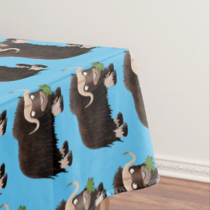 Funny musk ox cartoon illustration tablecloth
