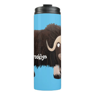 Funny musk ox cartoon illustration thermal tumbler