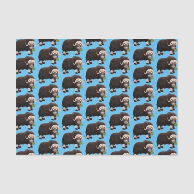 Funny musk ox cartoon illustration tissue paper (Front)