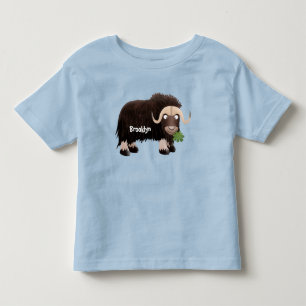 Funny musk ox cartoon illustration toddler t-shirt