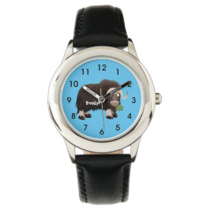Funny musk ox cartoon illustration watch