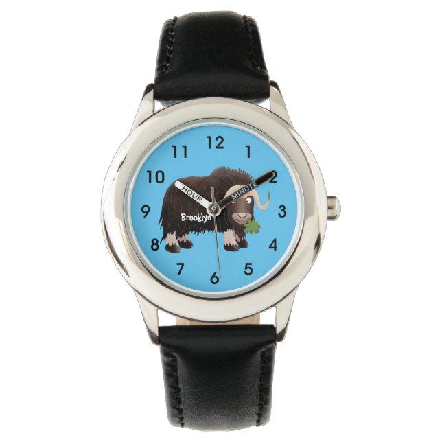 Funny musk ox cartoon illustration watch (Front)
