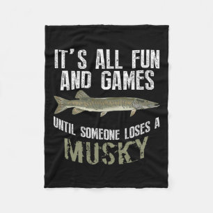 Funny Musky Fishing Muskellunge Freshwater Fish An Fleece Blanket