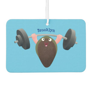 Funny mussel working out cartoon illustration air freshener