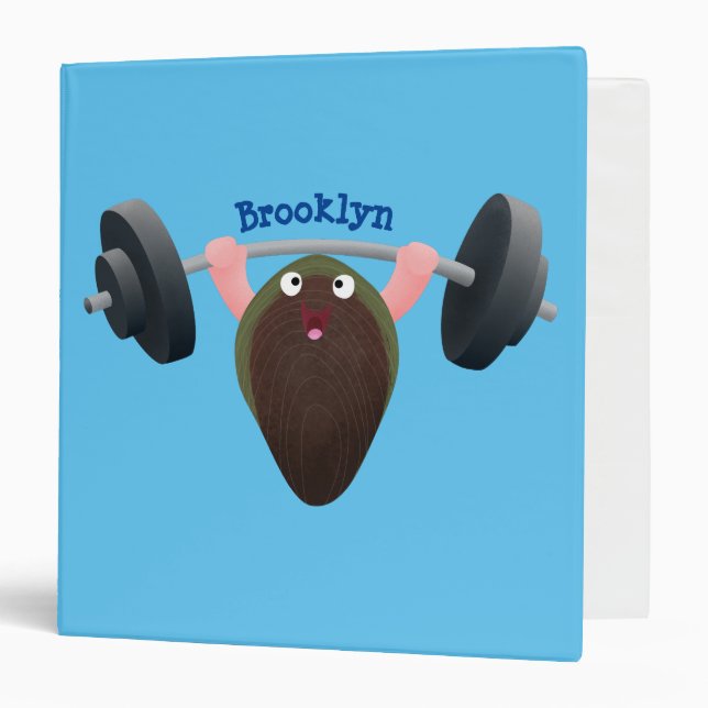 Funny mussel working out cartoon illustration  binder (Front/Inside)