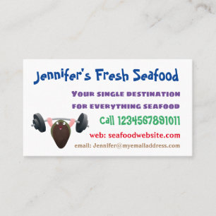 Funny mussel working out cartoon illustration  business card
