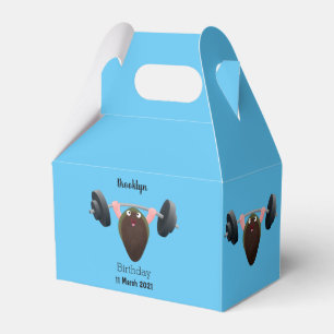Funny mussel working out cartoon illustration favor box