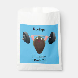 Funny mussel working out cartoon illustration favour bag