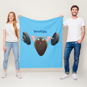 Funny mussel working out cartoon illustration fleece blanket