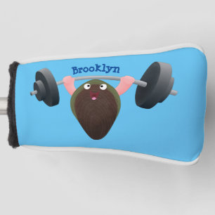 Funny mussel working out cartoon illustration golf head cover