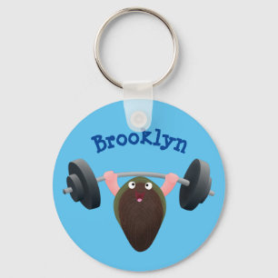Funny mussel working out cartoon illustration keychain