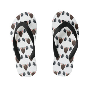 Funny mussel working out cartoon illustration kid's flip flops