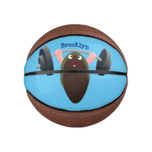Funny mussel working out cartoon illustration mini basketball
