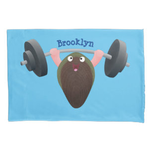Funny mussel working out cartoon illustration pillowcase