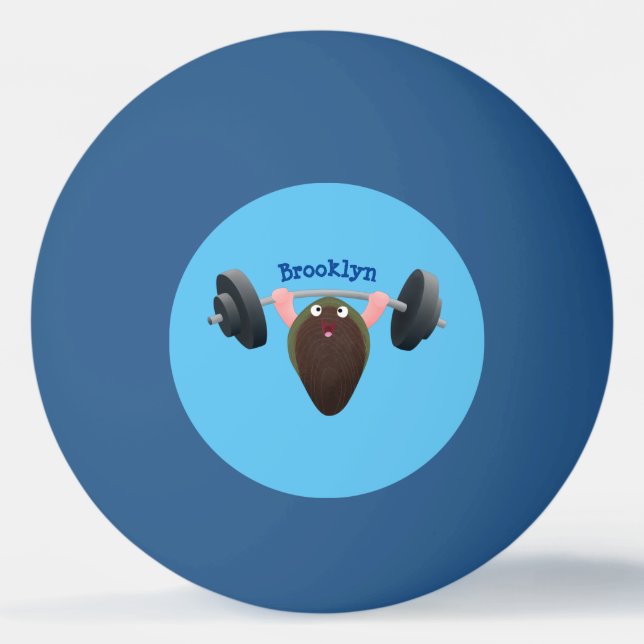 Funny mussel working out cartoon illustration ping pong ball (Front)