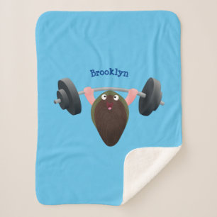 Funny mussel working out cartoon illustration sherpa blanket