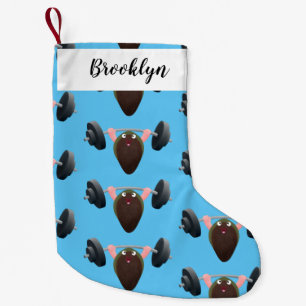 Funny mussel working out cartoon illustration  small christmas stocking