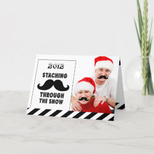FUNNY MUSTACHE CUSTOMIZABLE HOLIDAY GREETING CARD