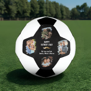 Funny Mustache Happy Father's Day 4 Photo Soccer Ball