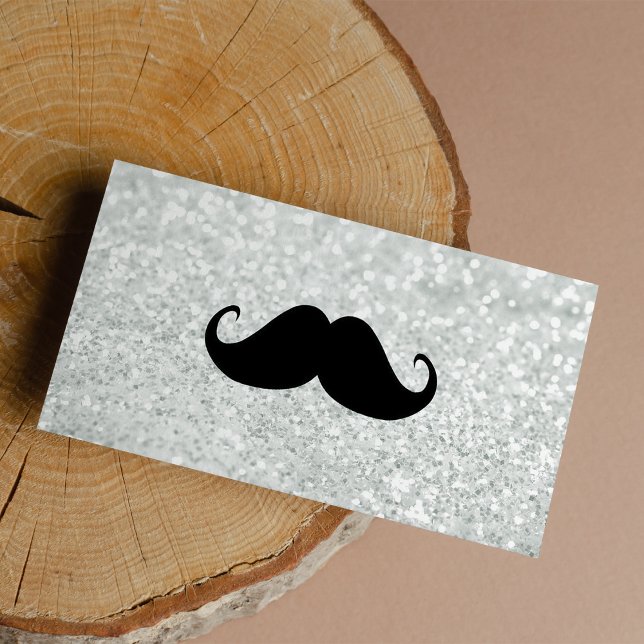 Funny Mustache noire et blanc brillant argent (Funny Black Mustache and white sparkle silver)