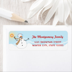 Funny Mustache Snowman Christmas Holiday Address