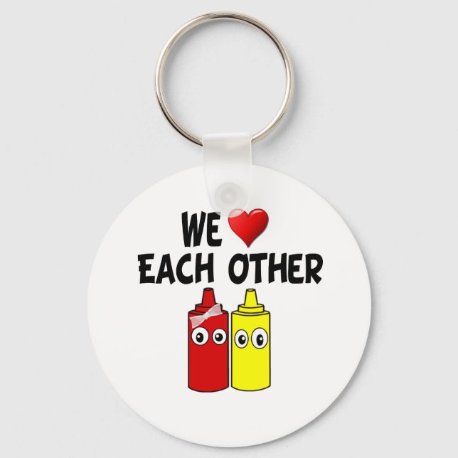 Funny Mustard Ketchup Couple Keychain (Front)