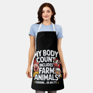 Funny My Body Count Includes Farm Animals Apron