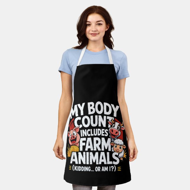 Funny My Body Count Includes Farm Animals Apron (Worn)