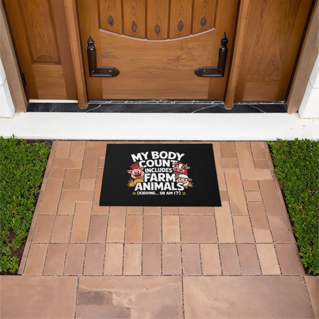 Funny My Body Count Includes Farm Animals Doormat (Outdoor)