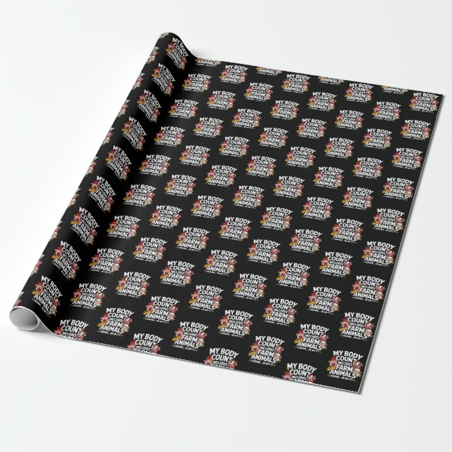 Funny My Body Count Includes Farm Animals Wrapping Paper (Unrolled)
