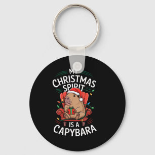 Funny My Christmas Spirit Capybara Matching Ugly M Keychain