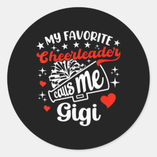 Funny My Favorite Cheerleader Calls Me Gigi Cheerl Classic Round Sticker